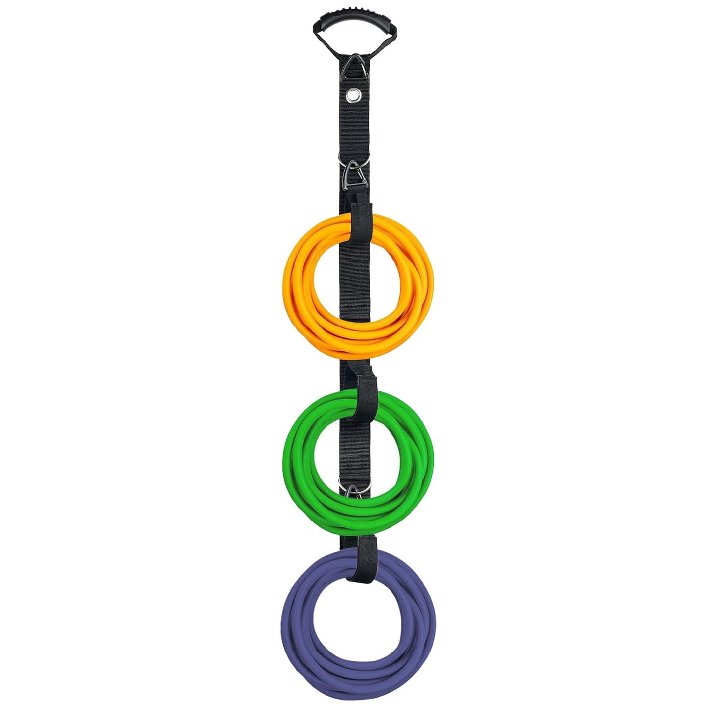 Heavy Duty Extension Cord Organizer - Garage Organization Extension Cord Holder Wrap it Storage Strap with 4 D Ring Vertical Space Saver for Cables Garden Hose and Ropes